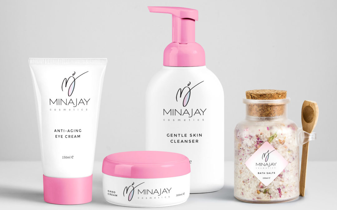 MinaJay Cosmetics Logo and Packaging