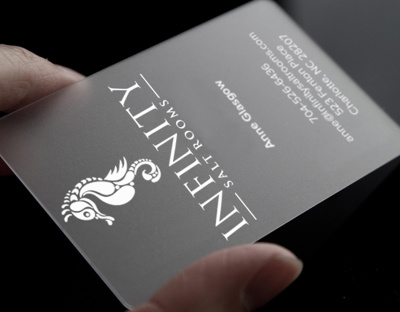 Infinity Salt Rooms Logo and Acrylic Business Card Design