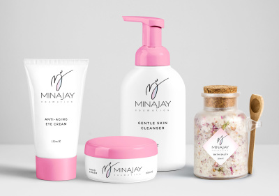MinaJay Cosmetics Logo and Packaging
